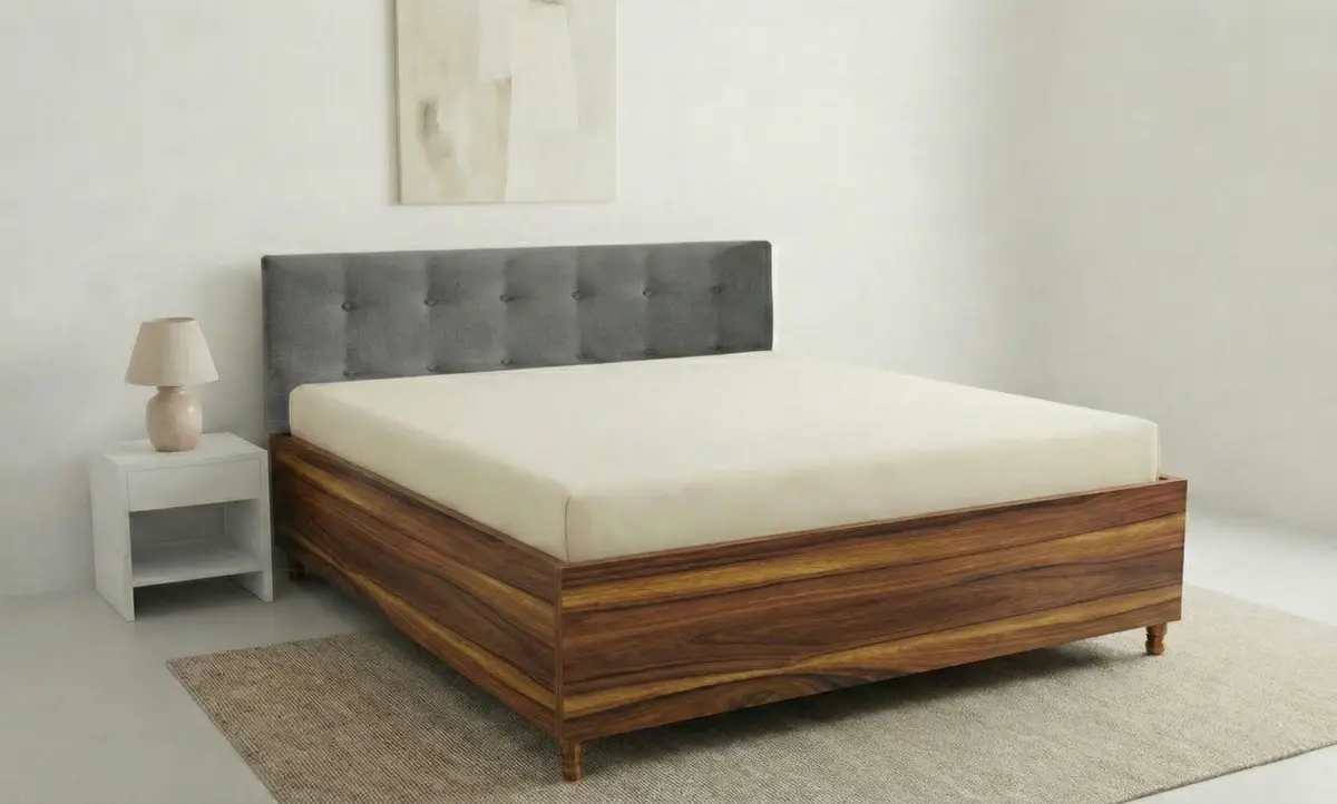 Simple Head Cushioned Bed with Storage