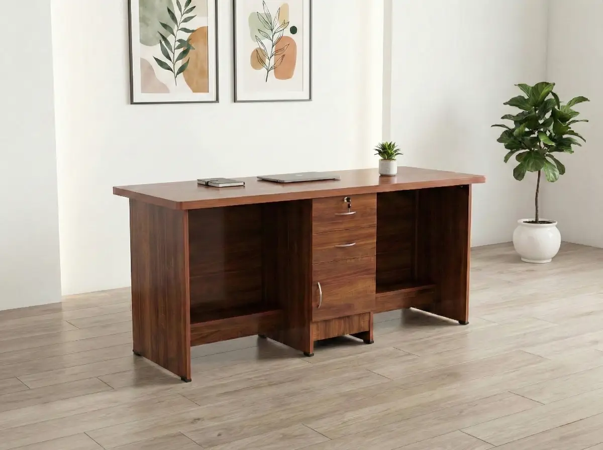 Modern Wooden Office Desk For Couple with Storage Drawers